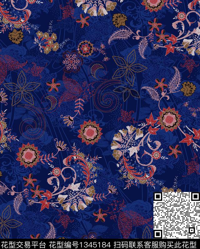 纹理佩斯利中老年数码印花华亿平台下载（图片编号: 1345184） - 瓦栏（Walan）