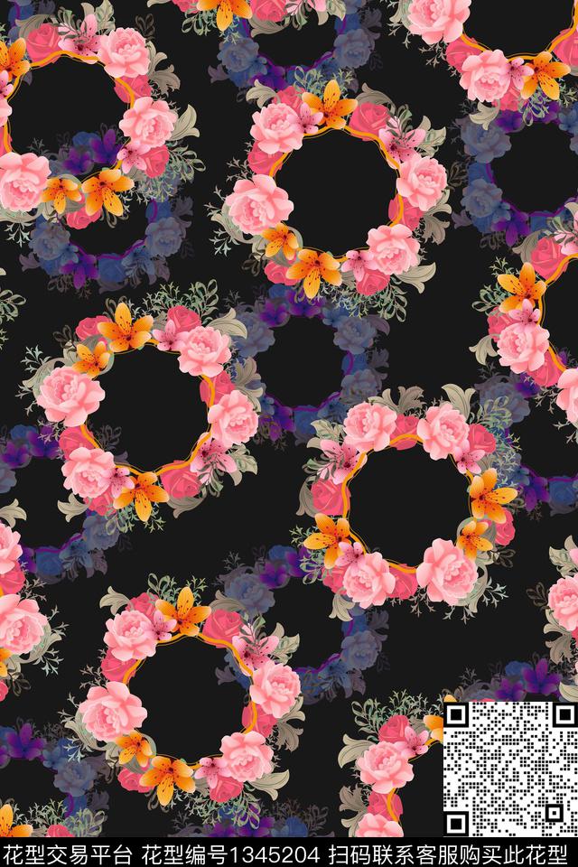 花卉春夏华亿平台大牌风数码印花华亿平台下载（图片编号: 1345204） - 瓦栏（Walan）