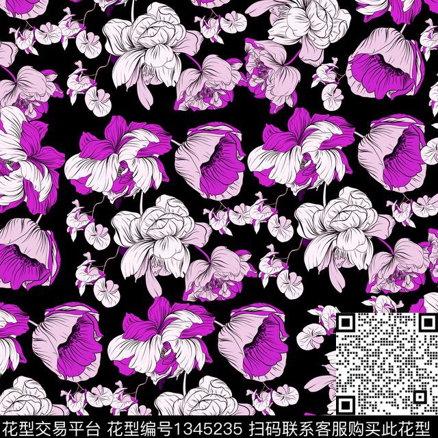 花卉大牌风淑女传统印花华亿平台下载（图片编号: 1345235） - 瓦栏（Walan）