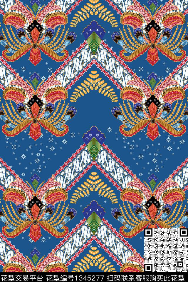 几何抽象花卉佩斯利数码印花华亿平台下载（图片编号: 1345277） - 瓦栏（Walan）