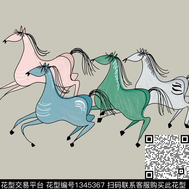 动物抽象手绘数码印花华亿平台下载（图片编号: 1345367） - 瓦栏（Walan）