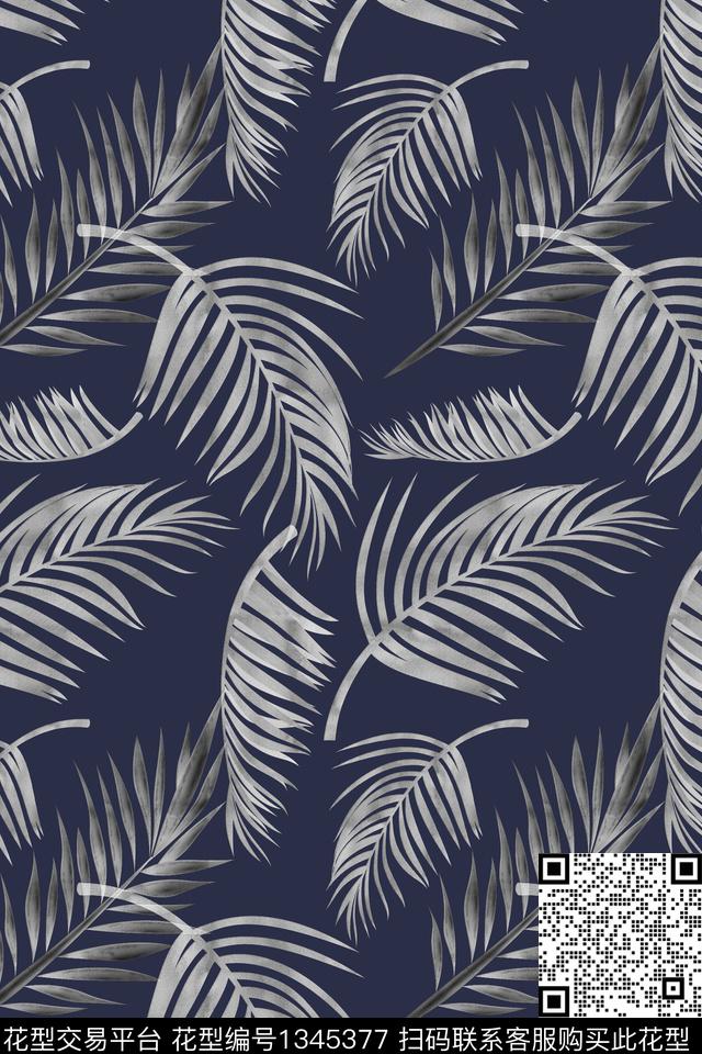休闲绿植树叶朦胧花卉数码印花华亿平台下载（图片编号: 1345377） - 瓦栏（Walan）