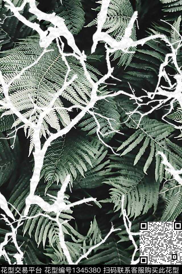 树枝休闲绿植树叶数码印花华亿平台下载（图片编号: 1345380） - 瓦栏（Walan）