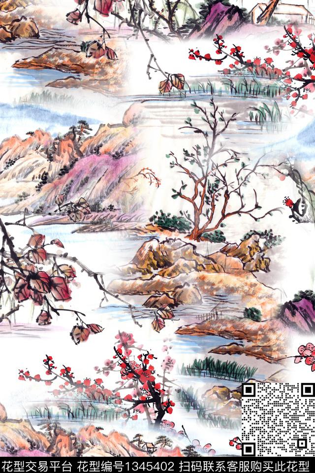 旗袍香云纱中国风数码印花华亿平台下载（图片编号: 1345402） - 瓦栏（Walan）