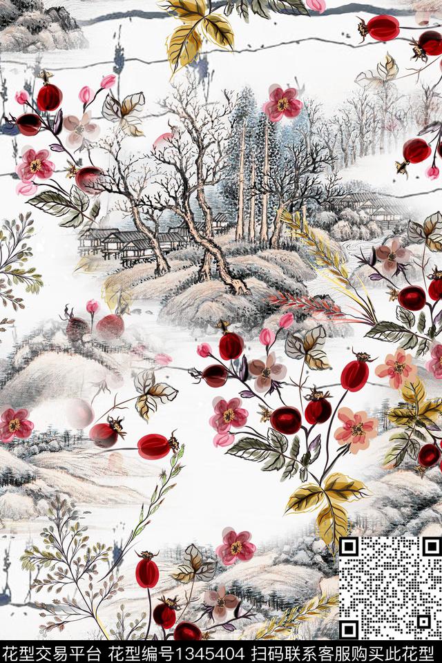 旗袍香云纱中国风数码印花华亿平台下载（图片编号: 1345404） - 瓦栏（Walan）