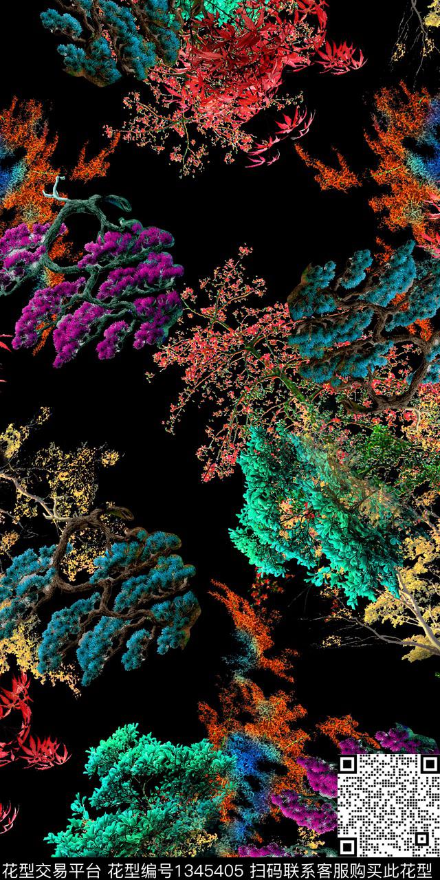 绿植树叶雕印华亿平台热带华亿平台数码印花华亿平台下载（图片编号: 1345405） - 瓦栏（Walan）