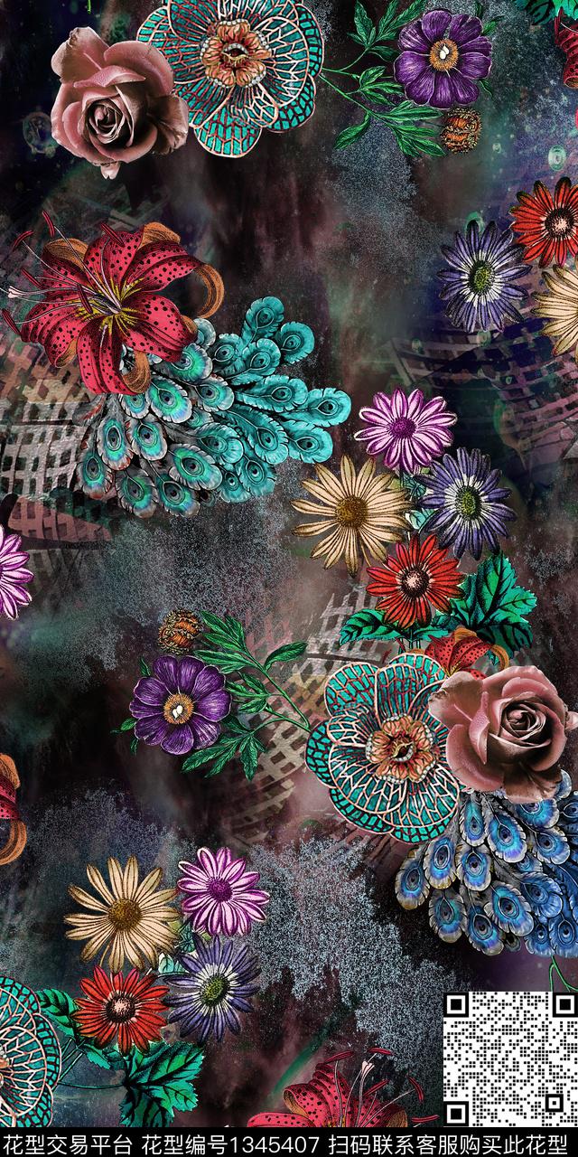 花卉雕印华亿平台数码印花华亿平台下载（图片编号: 1345407） - 瓦栏（Walan）