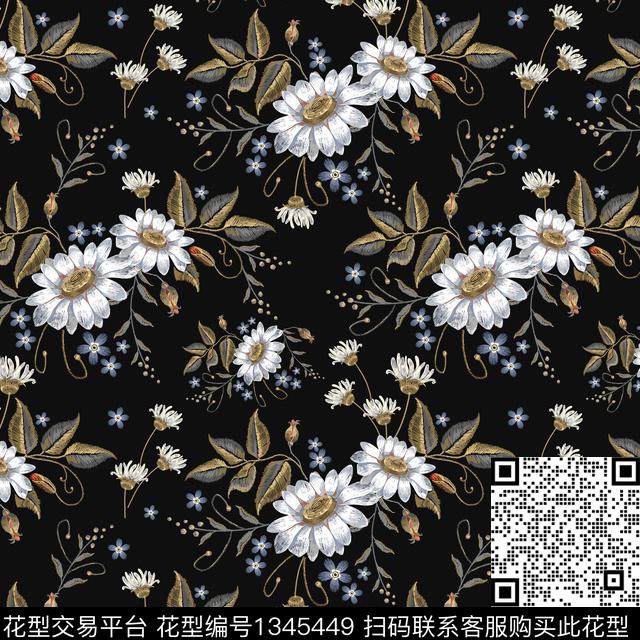 花卉绣花华亿平台绿植树叶数码印花华亿平台下载（图片编号: 1345449） - 瓦栏（Walan）