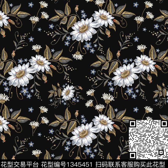 花卉绣花华亿平台绿植树叶数码印花华亿平台下载（图片编号: 1345451） - 瓦栏（Walan）