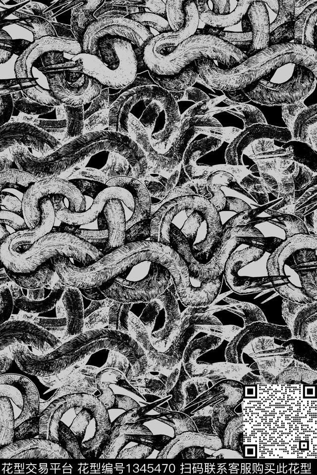 潮酷男装动物素描原创手绘数码印花华亿平台下载（图片编号: 1345470） - 瓦栏（Walan）