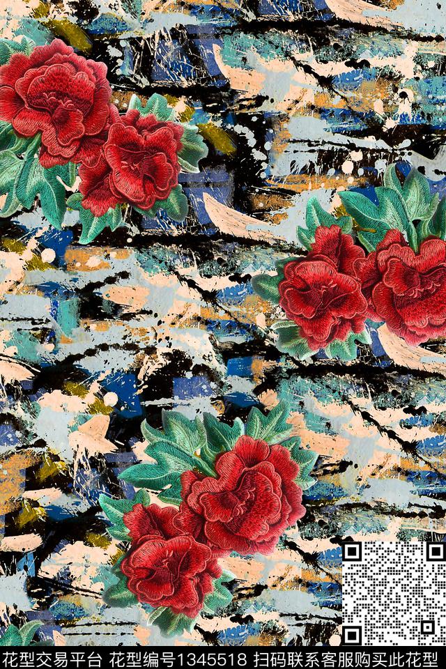 旗袍香云纱棉麻数码印花华亿平台下载（图片编号: 1345518） - 瓦栏（Walan）