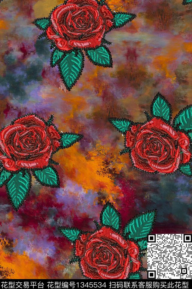 旗袍香云纱棉麻数码印花华亿平台下载（图片编号: 1345534） - 瓦栏（Walan）