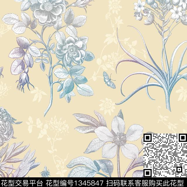底纹花卉暗花数码印花华亿平台下载（图片编号: 1345847） - 瓦栏（Walan）