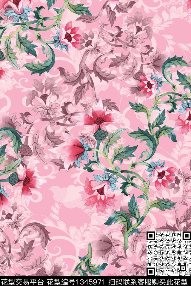 佩斯利纹理中老年数码印花华亿平台下载（图片编号: 1345971） - 瓦栏（Walan）