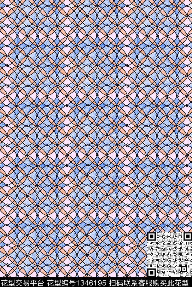 几何格子小清新数码印花华亿平台下载（图片编号: 1346195） - 瓦栏（Walan）