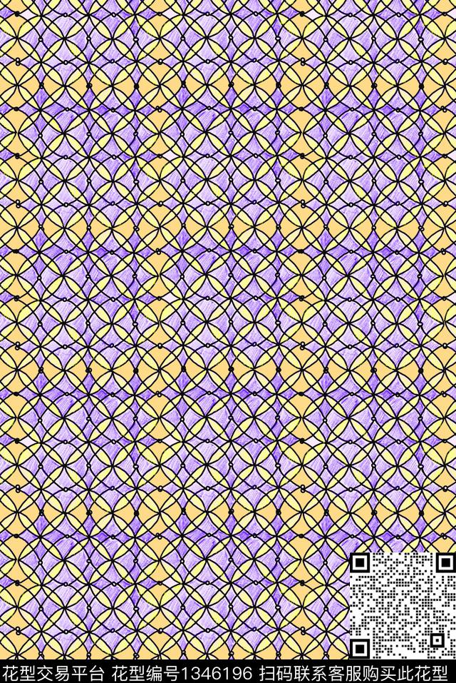 几何格子小清新数码印花华亿平台下载（图片编号: 1346196） - 瓦栏（Walan）