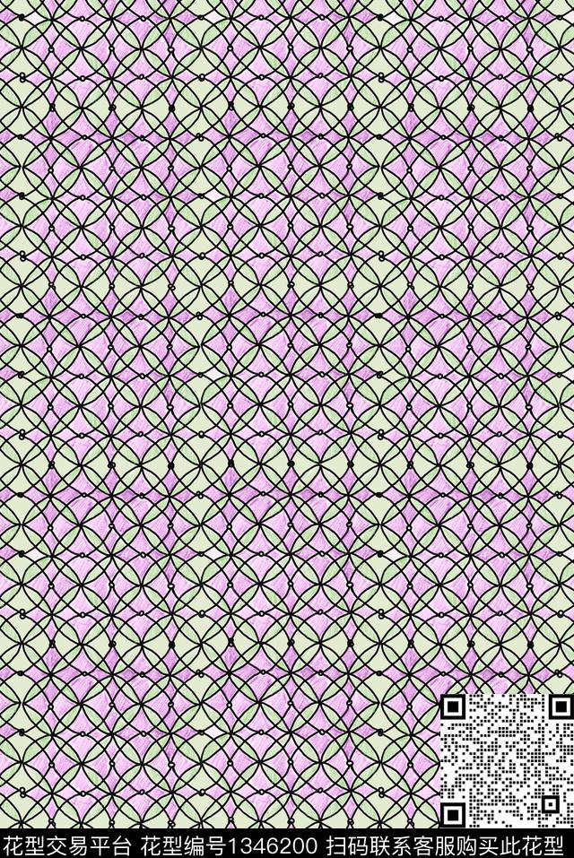 几何格子小清新数码印花华亿平台下载（图片编号: 1346200） - 瓦栏（Walan）