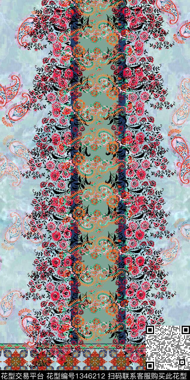 定位花民族风数码印花华亿平台下载（图片编号: 1346212） - 瓦栏（Walan）