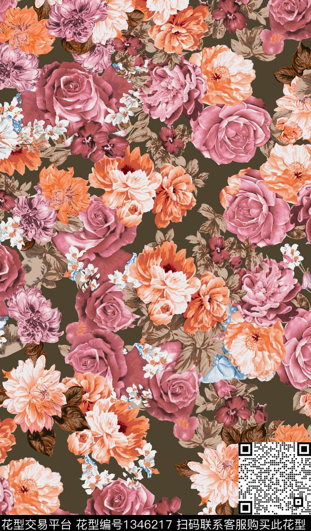 花卉大牌风秋冬华亿平台数码印花华亿平台下载（图片编号: 1346217） - 瓦栏（Walan）