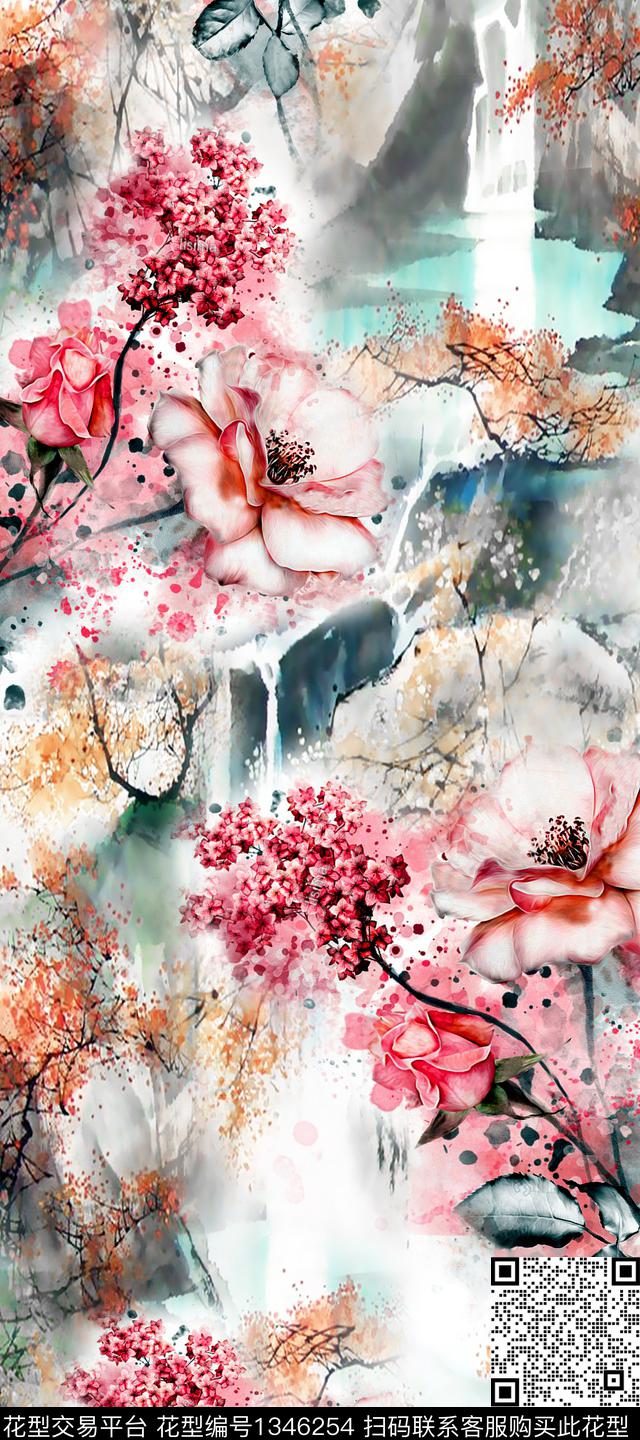 旗袍香云纱中国风数码印花华亿平台下载（图片编号: 1346254） - 瓦栏（Walan）