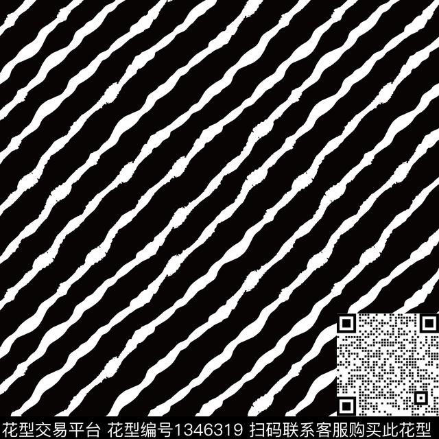 时尚几何黑白条纹传统印花华亿平台下载（图片编号: 1346319） - 瓦栏（Walan）