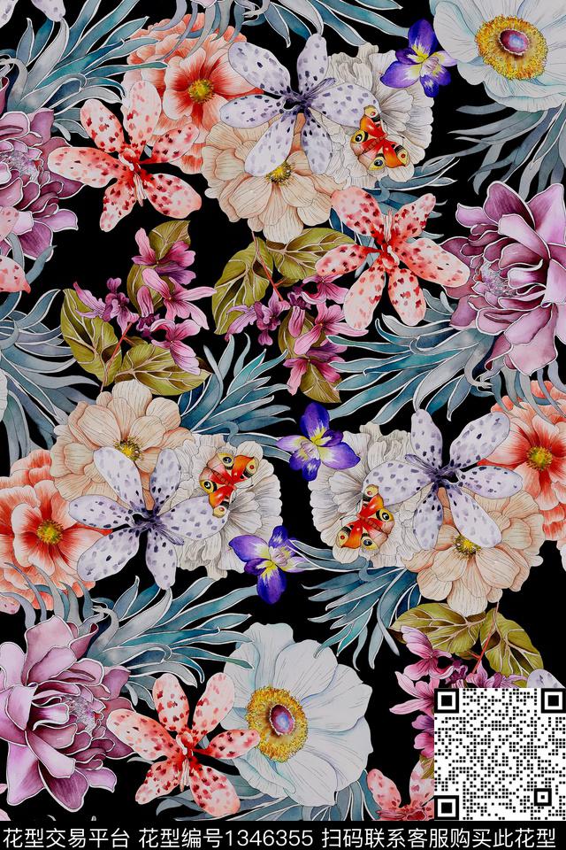 香云纱真丝中国风数码印花华亿平台下载（图片编号: 1346355） - 瓦栏（Walan）