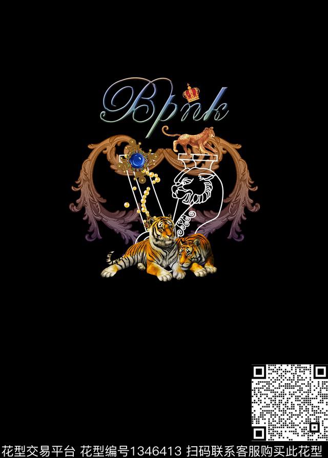 男装大牌风抽象数码印花华亿平台下载（图片编号: 1346413） - 瓦栏（Walan）