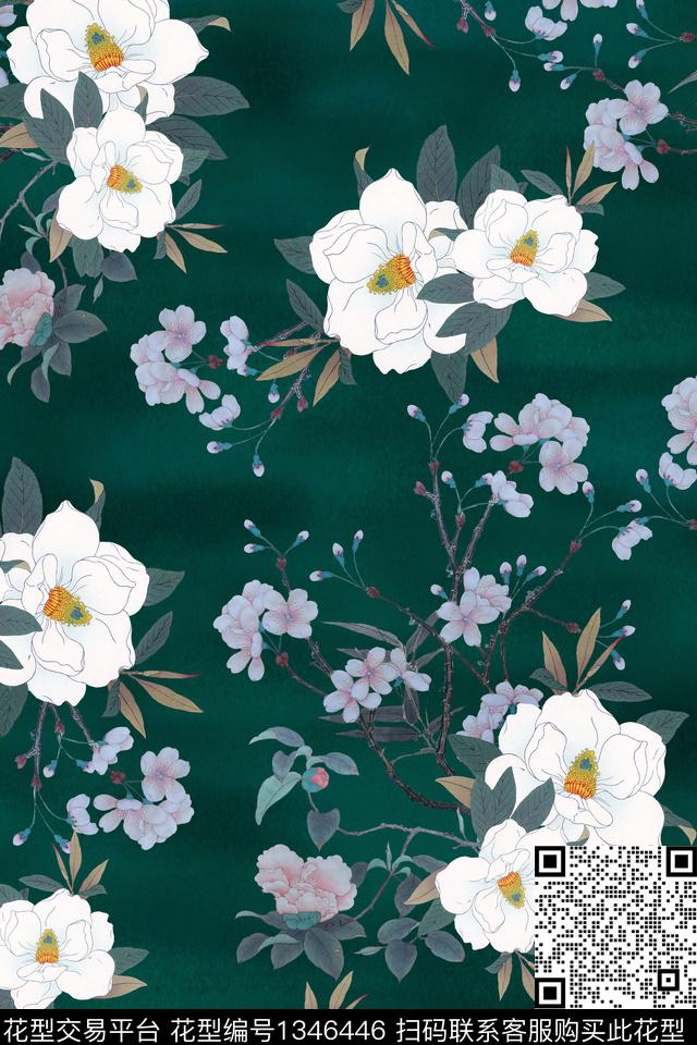 香云纱真丝中国风数码印花华亿平台下载（图片编号: 1346446） - 瓦栏（Walan）