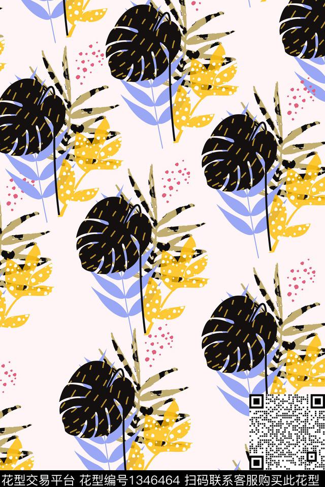 几何绿植树叶抽象花卉传统印花华亿平台下载（图片编号: 1346464） - 瓦栏（Walan）