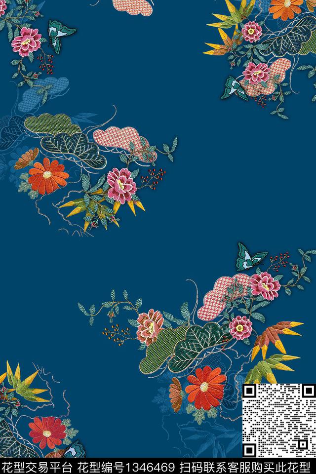 香云纱中国风真丝数码印花华亿平台下载（图片编号: 1346469） - 瓦栏（Walan）