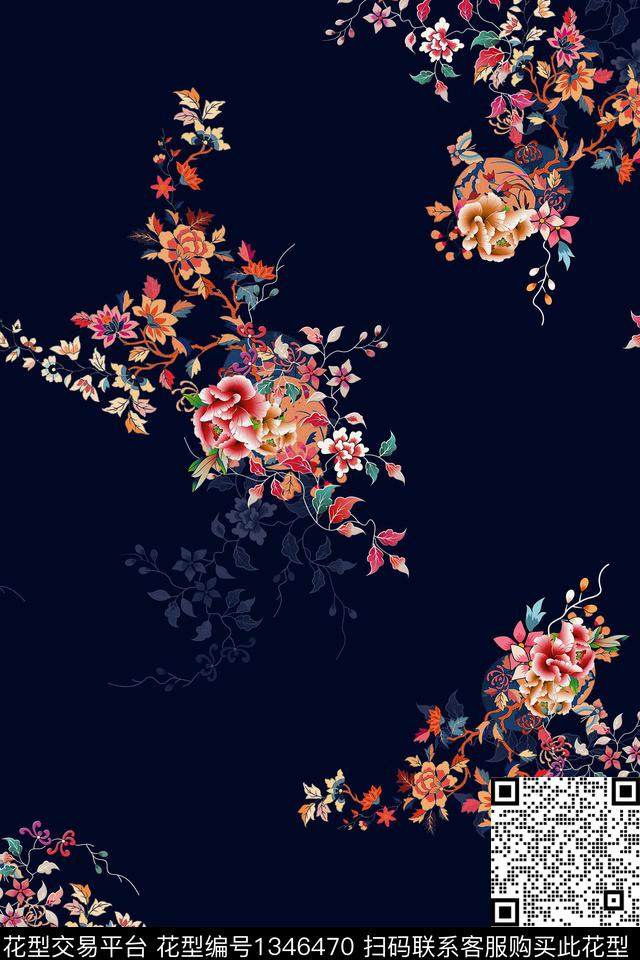 香云纱中国风真丝数码印花华亿平台下载（图片编号: 1346470） - 瓦栏（Walan）