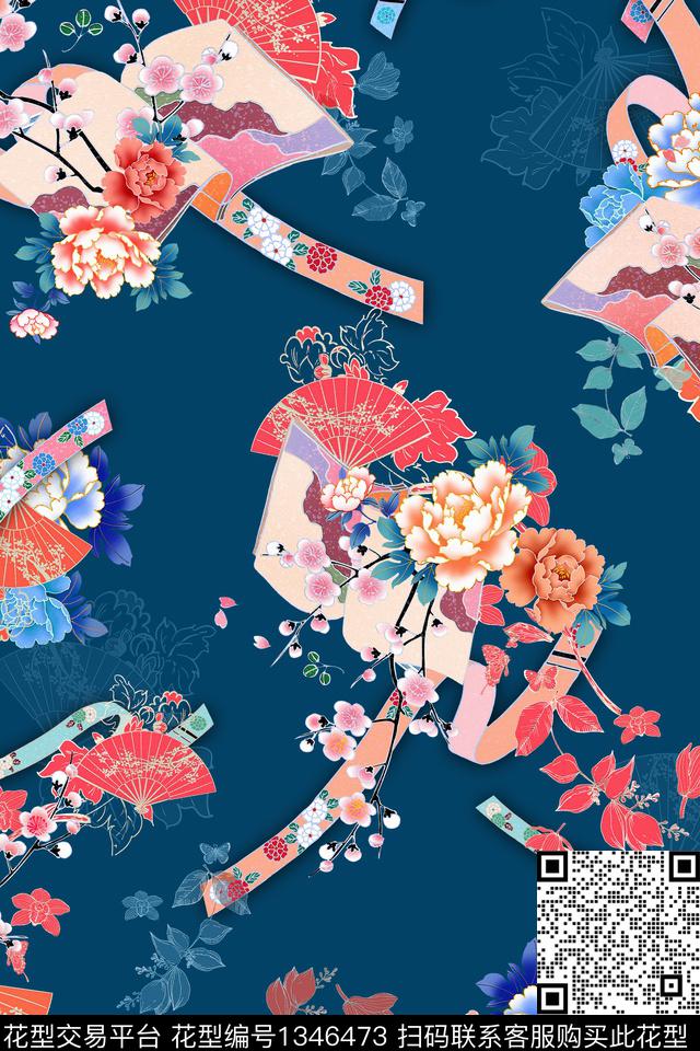 香云纱中国风真丝数码印花华亿平台下载（图片编号: 1346473） - 瓦栏（Walan）