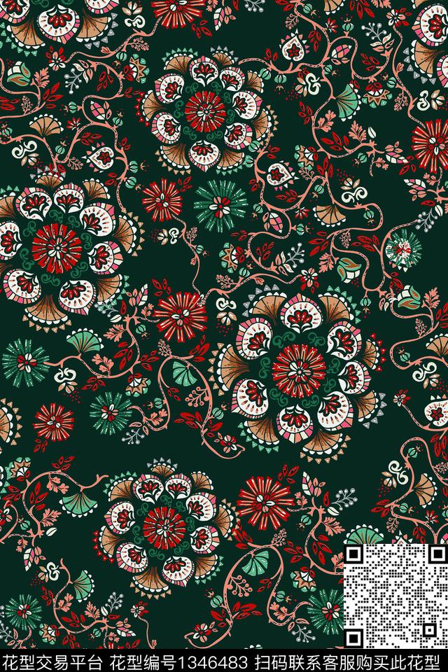 香云纱中国风真丝数码印花华亿平台下载（图片编号: 1346483） - 瓦栏（Walan）