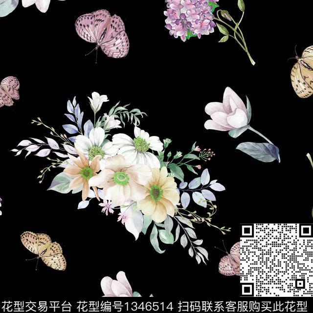 数码华亿平台花卉大牌风数码印花华亿平台下载（图片编号: 1346514） - 瓦栏（Walan）