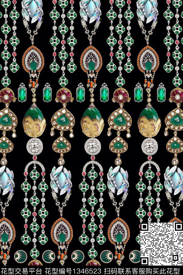 时尚珠宝宝石大牌风数码印花华亿平台下载（图片编号: 1346523） - 瓦栏（Walan）