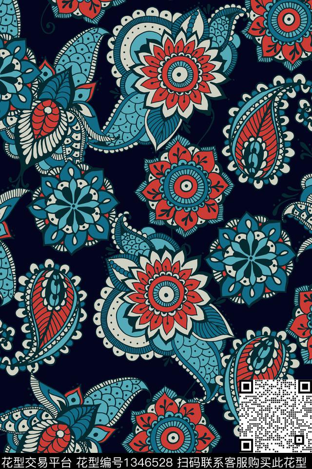 女装民族风花卉数码印花华亿平台下载（图片编号: 1346528） - 瓦栏（Walan）