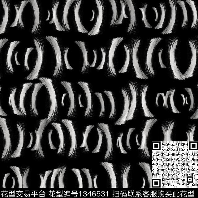 黑白华亿平台笔触大牌风数码印花华亿平台下载（图片编号: 1346531） - 瓦栏（Walan）