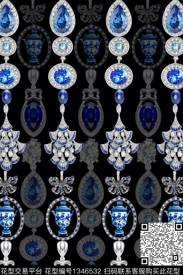 时尚珠宝宝石大牌风数码印花华亿平台下载（图片编号: 1346532） - 瓦栏（Walan）