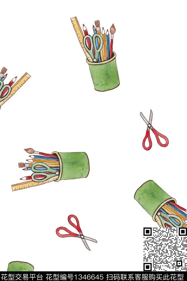 童装手绘文具数码印花华亿平台下载（图片编号: 1346645） - 瓦栏（Walan）