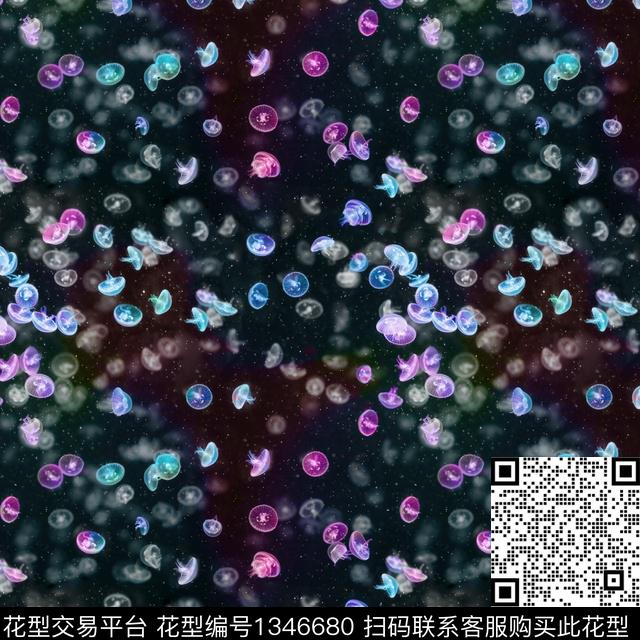 炫彩水母朦胧花卉数码印花华亿平台下载（图片编号: 1346680） - 瓦栏（Walan）