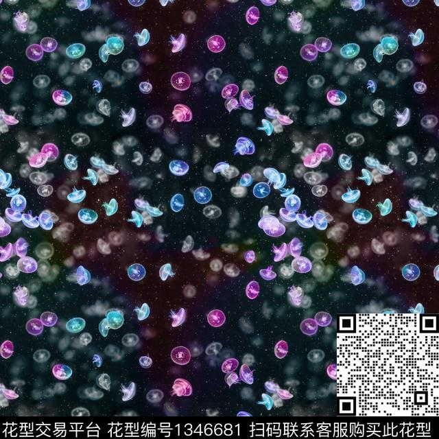 炫彩水母朦胧花卉数码印花华亿平台下载（图片编号: 1346681） - 瓦栏（Walan）