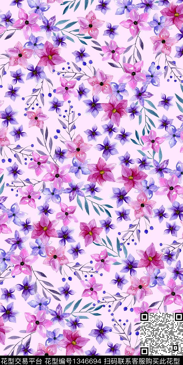 花卉香云纱洋阳---花卉数码印花华亿平台下载（图片编号: 1346694） - 瓦栏（Walan）