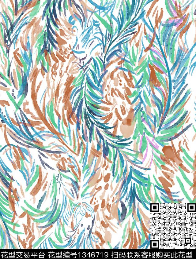 绿植树叶数码华亿平台花卉数码印花华亿平台下载（图片编号: 1346719） - 瓦栏（Walan）