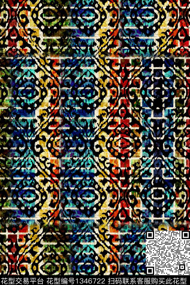 复古香云纱抽象数码印花华亿平台下载（图片编号: 1346722） - 瓦栏（Walan）