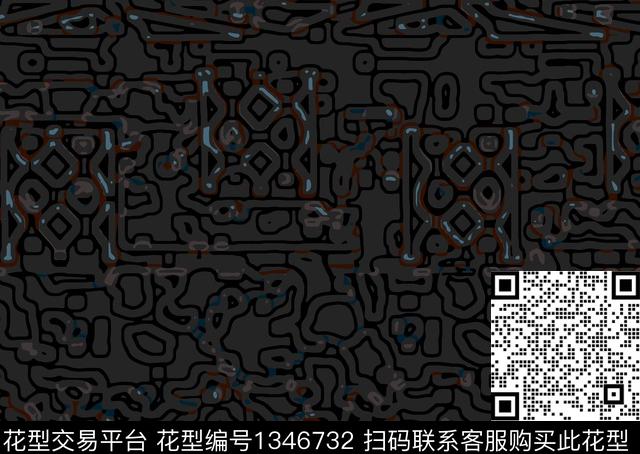 绿植树叶抽象花卉男装传统印花华亿平台下载（图片编号: 1346732） - 瓦栏（Walan）