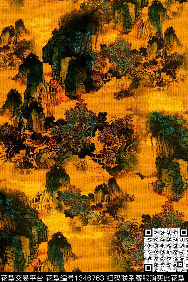 时尚大牌风香云纱数码印花华亿平台下载（图片编号: 1346763） - 瓦栏（Walan）