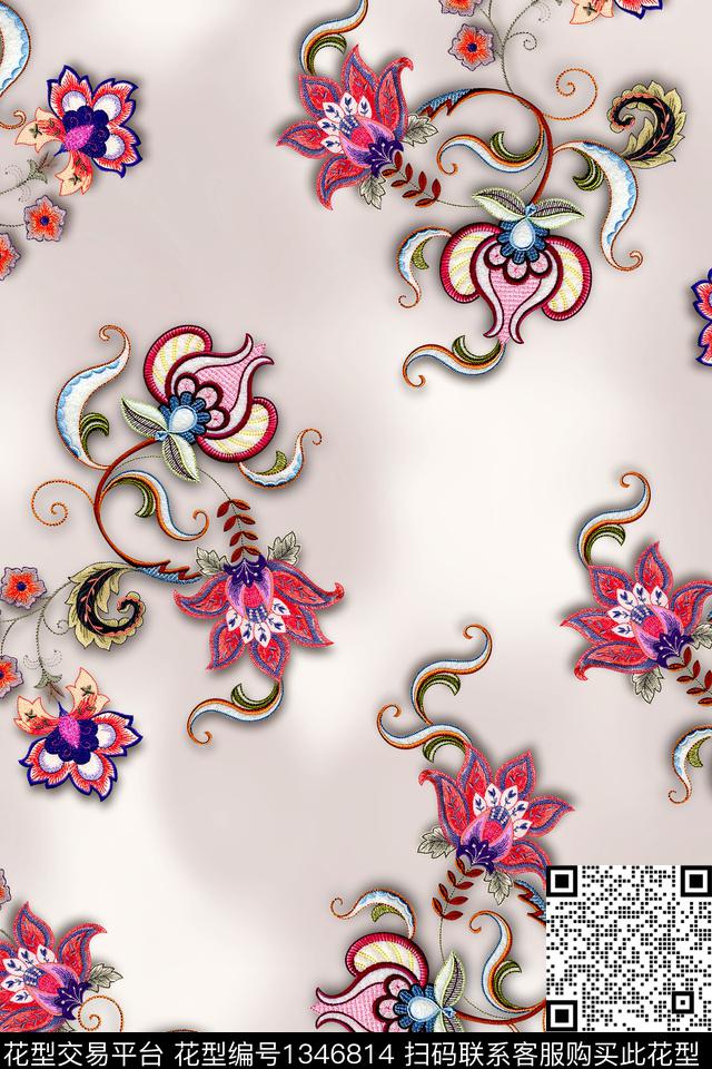 香云纱中国风真丝数码印花华亿平台下载（图片编号: 1346814） - 瓦栏（Walan）