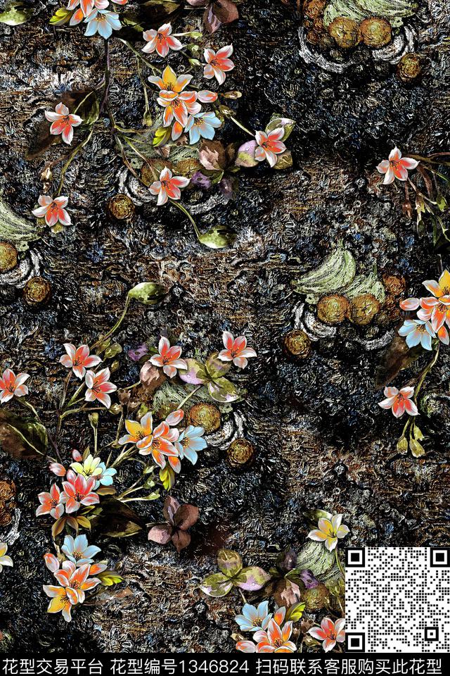 香云纱中国风真丝数码印花华亿平台下载（图片编号: 1346824） - 瓦栏（Walan）