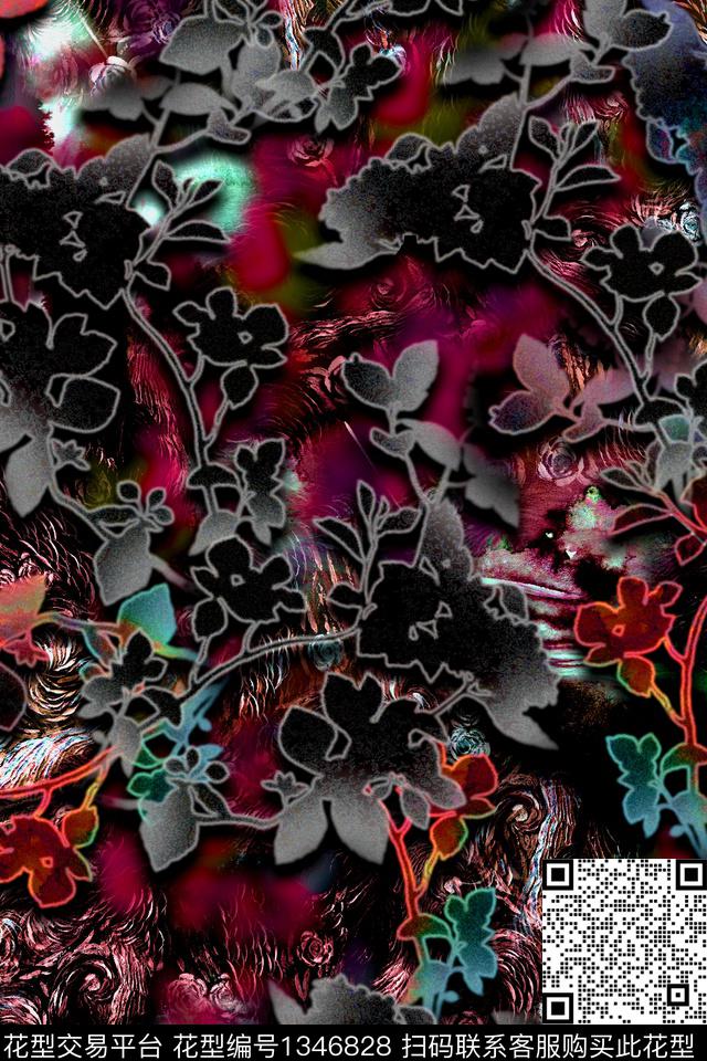 香云纱中国风真丝数码印花华亿平台下载（图片编号: 1346828） - 瓦栏（Walan）