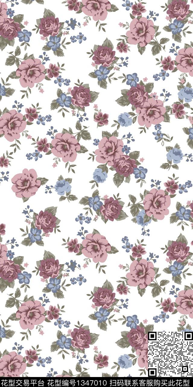 绿植树叶花卉小碎花传统印花华亿平台下载（图片编号: 1347010） - 瓦栏（Walan）